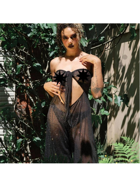 Local Pervert Pants - Local Pervert Black Sparkle Jumpsuit XL